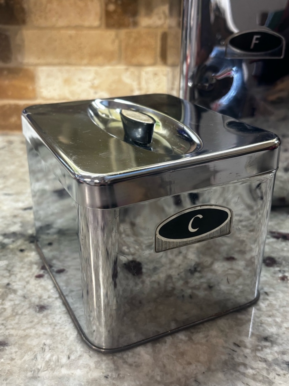 Duro set of 4 vintage chrome kitchen canisters: flour, sugar, coffee, tea - Picture 3 of 12